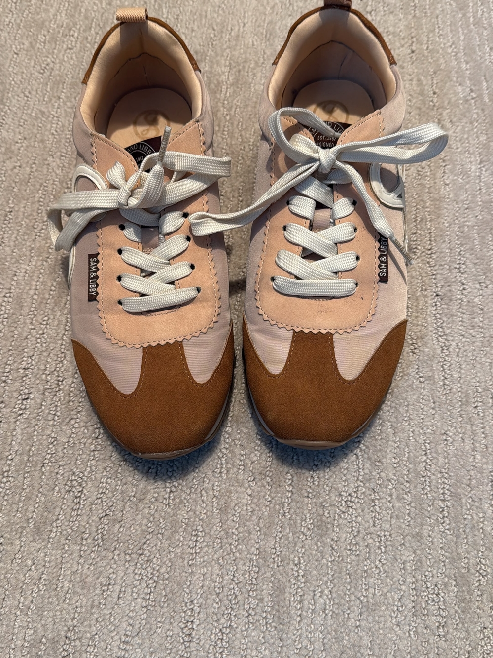Sam & Libby Two-Tone Pink and Brown Lace-Up Sneakers